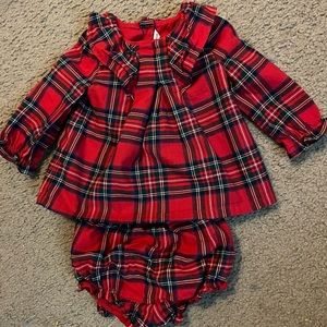 Janie and Jack 6-12 months Bradbury red plaid matching set.